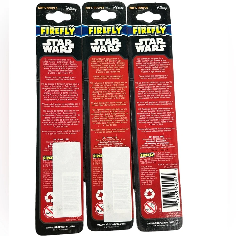 3 Disney & Firefly Star Wars Stormtroopers Soft Toothbrushes Set